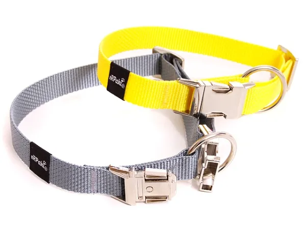 eRPaki BASIC Hundehalsband Langhaar 20mm gelb und grau