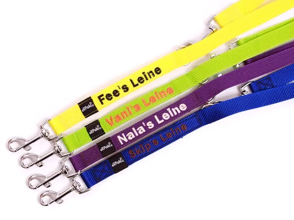 eRPaki Hundeleine mit Namensbestickung 20mm - verstellbar