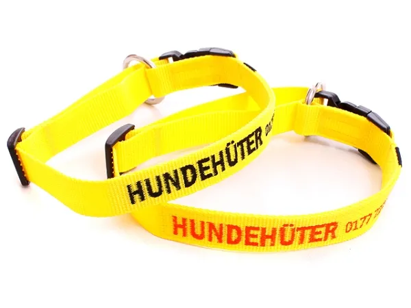 Namenshalsband Langhaar 25mm gelb