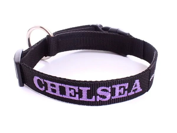 Namenshalsband Langhaar 25mm schwarz
