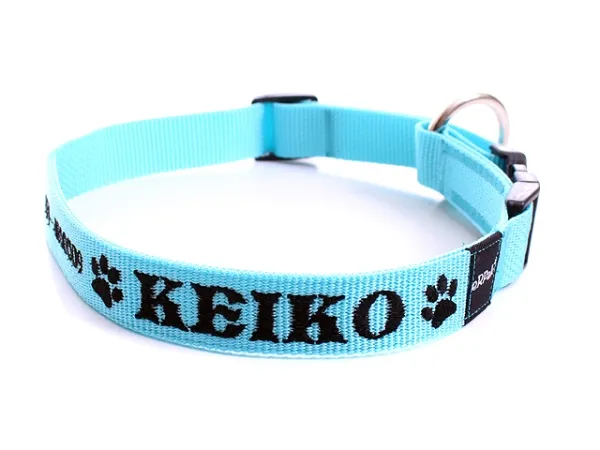 Namenshalsband Langhaar 25mm hellblau