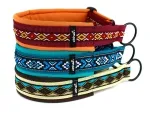 Hundehalsbänder Zugstopp Borte breit Webband Ethno weinrot Indianer blau Ethno braun
