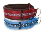 Hundehalsbänder Zugstopp Borte extra breit Webband Indianer rot und blau