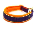 Hundehalsband Zugstopp reflektierend lila orange Reflektorband neongelb