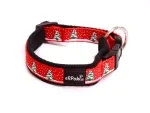 Hundehalsband Langhaar mit Borte Weihnachtsbaum rot