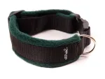 Hundehalsband schwarz mit Klickverschluss gepolstert mit Fleece dunkelgrün